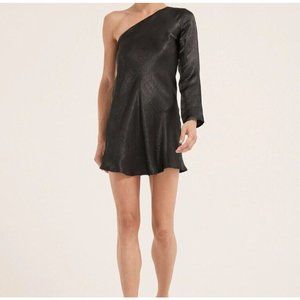 Free People Third Form Running Water One Shoulder Mini Dress Black M US10 NWT